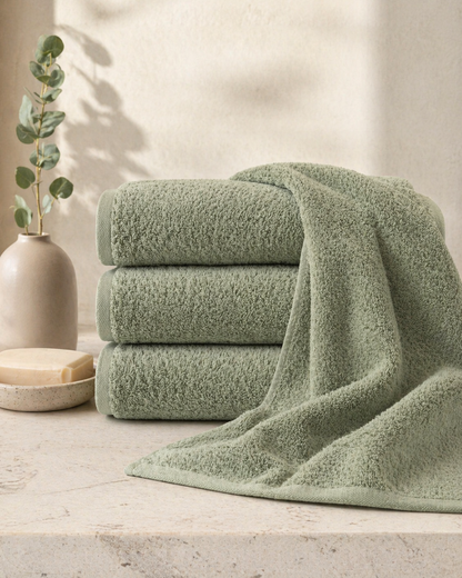Basic Katoen- Badgoed - 550 GSM - Fog Green
