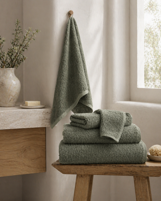 Basic Katoen - Badgoed  - 550 GSM - Oil Green