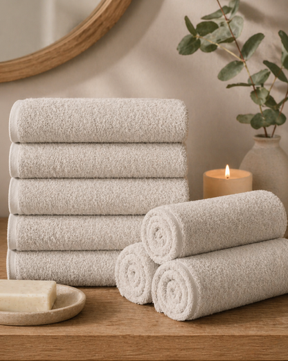 Basic Katoen - Badgoed - 550 GSM - Shell Beige