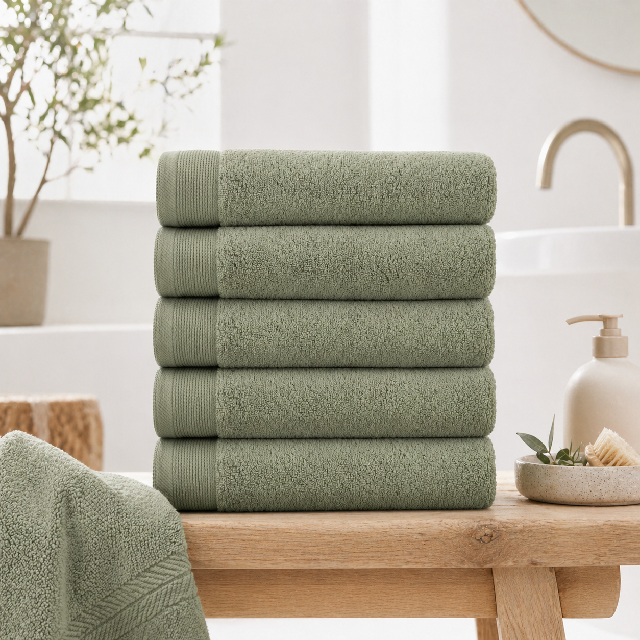 Luxe Katoen - Badgoed - 700 GSM - Fog Green